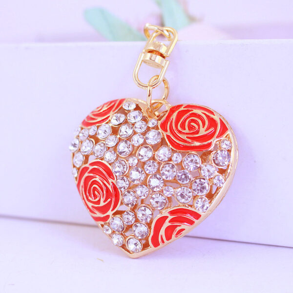 Wholesale Valentine's Day Creative Crystal Rose Alloy Keychain