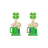 O1CN01XzvX1H2JjMVQypQwD__3025409457-0-cib Wholesale St. Patrick's Four-leaf Clover Alloy Oil-drip Diamond Beer Mug Earrings