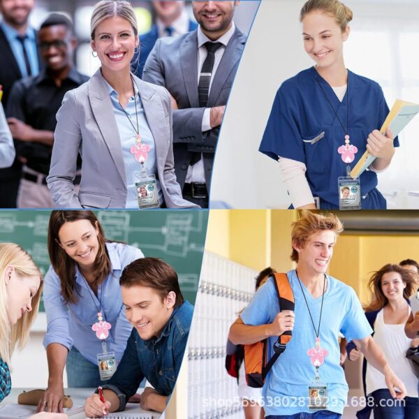 Wholesale Badge Reels Cow Leopard Print West Highland Cow Rainbow Sunflower Card Holder Silicone Beaded Lanyard Retractable Keychain