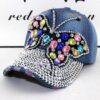 O1CN01Y32eQ11Ea8BkTZBM9_2211365990367-0-cib-2 Wholesale Colored Diamond Butterfly Denim Cotton Baseball Caps