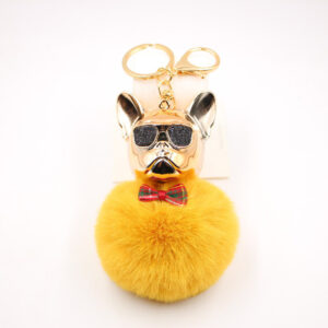 Orange / Cool Dog fur ball keychain