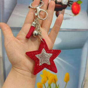 Bright red / Silver Buckle + five-pointed star tassel