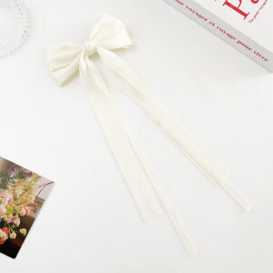 Long and short ribbon duckbill clip beige