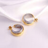 Wholesale Gold and Silver Double Earrings Contrasting Color Earrings 18K Stainless Steel Gold Plated Earrings