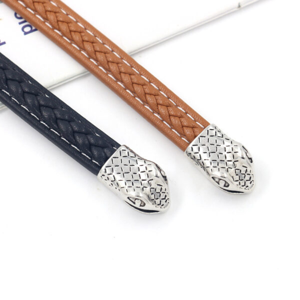 Wholesale Vintage Alloy Snake Head Leather Bracelet