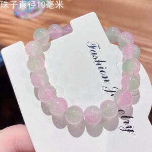 Pink Green 10mm two-color gradient ice through glass bracelet
