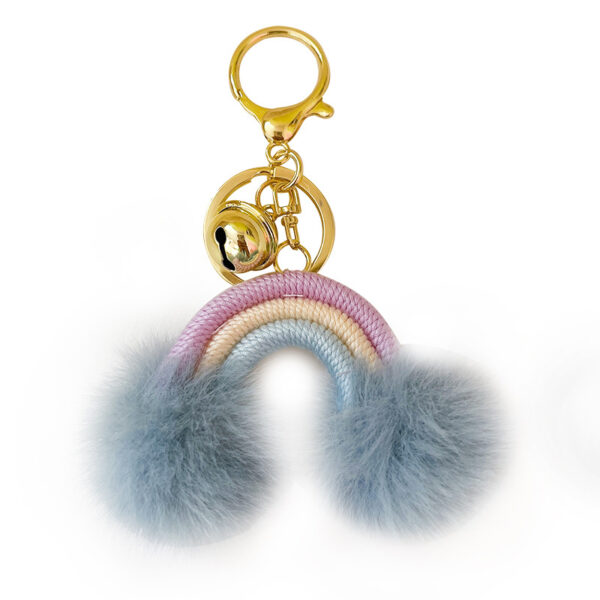 Wholesale Rainbow Wool Ball Cotton Rope Key Chain