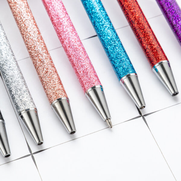 Wholesale Gold Powder Foreskin Pu Multi-color Metal Push Ballpoint Pen