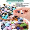 Wholesale 225 Colored 15mm Silicone Loose Beads DIY Wrist Keychain Kit