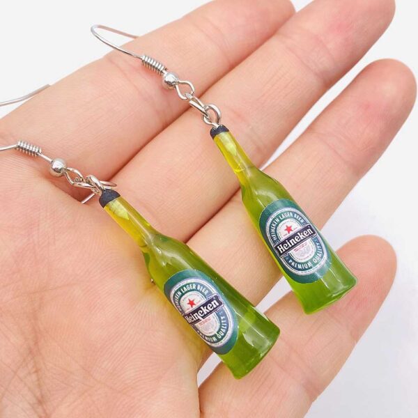 Wholesale Mini Simulated Wine Bottle Resin Three-dimensional Pendant Earrings