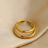 Wholesale Fashion Double Layer 18K Gold Plated Stainless Steel Ring