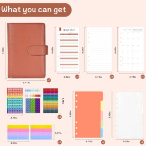 A6 / Macaron High Match-Brown (12 Color Card Partition Paper 1 Zipper Bag 8 Horizontal Line 4 May Plan 14 8 Tags 2 3 Multifunctional Stickers)