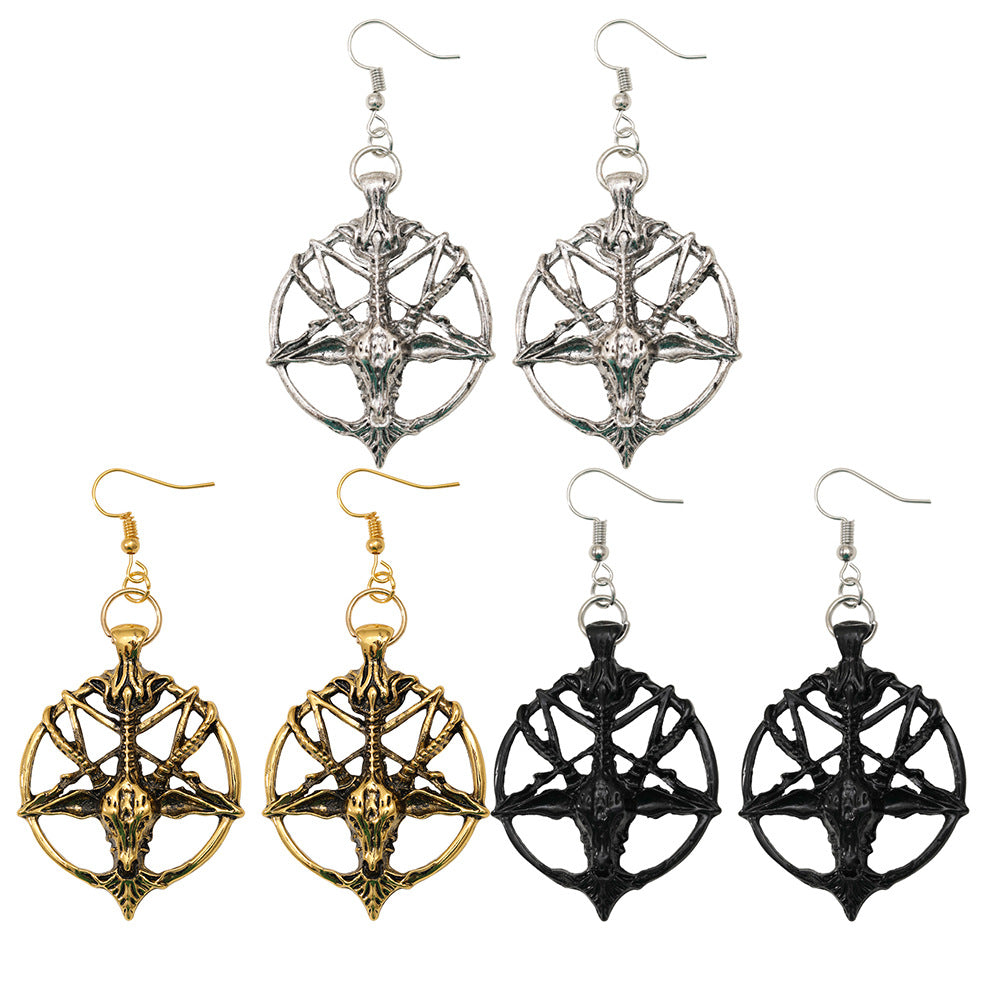 Wholesale Literary Skull Head Sheep Head Demon God Earrings