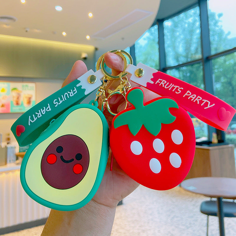 Wholesale Avocado Strawberry Cute Ft Silicone Coin Purse Keychain