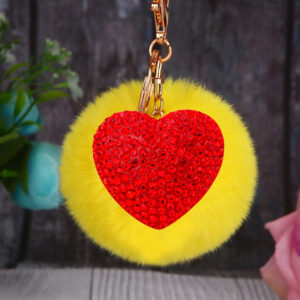 Peach heart Red + beige fur ball / Single opp bag packaging
