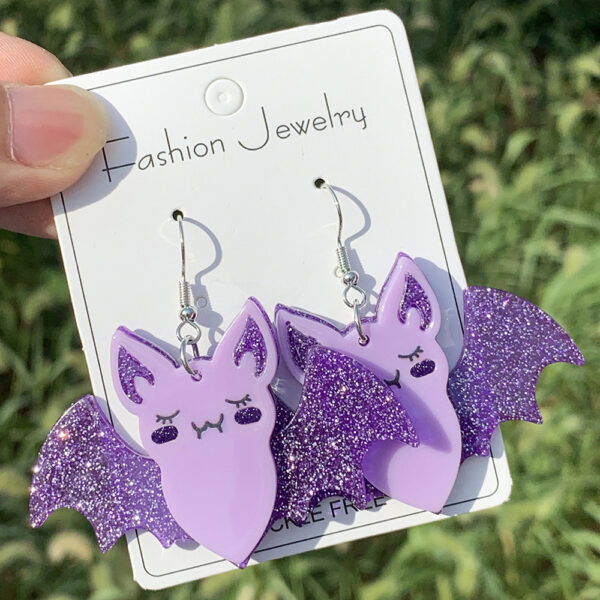 Wholesale Bat Creative Flash Halloween Party Acrylic Earrings