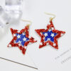 Wholesale Independence Day PU Leather Pentagram Geometric Earrings