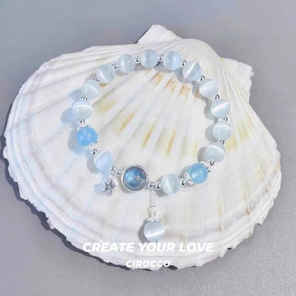 Wholesale Butterfly Opal Aquamarine Gray Moonlight Crystal Beaded Bracelet