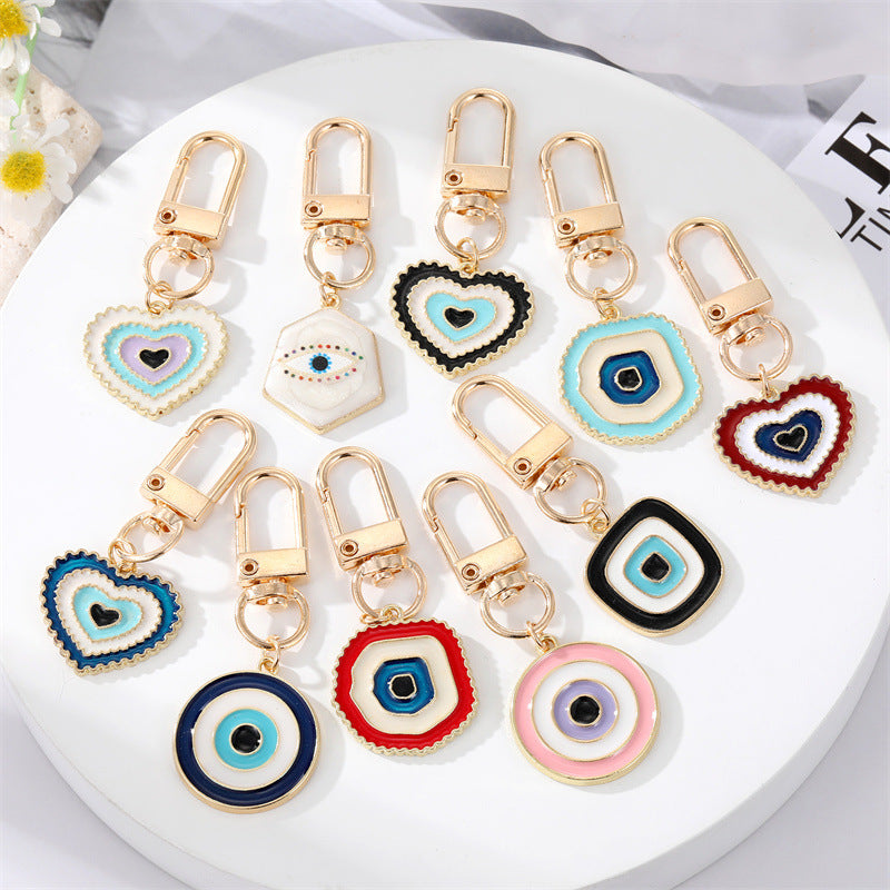 Wholesale Irregular Devil's Eye Metal Keychains