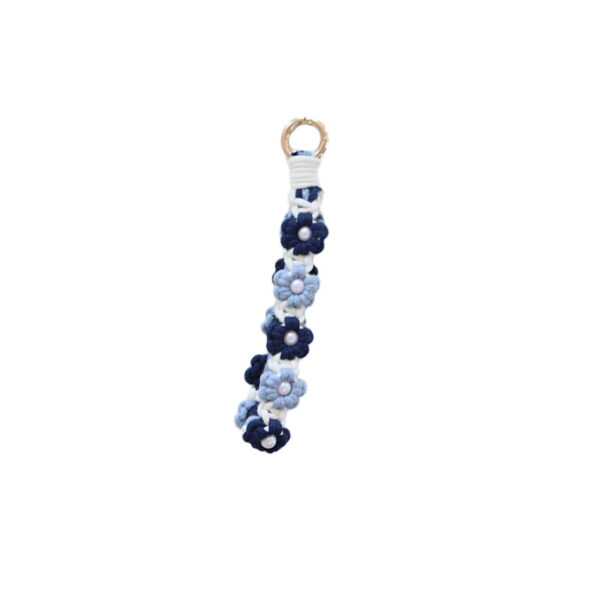 Wholesale Hand Woven Daisy Pearl Flower Cotton Rope Keychain
