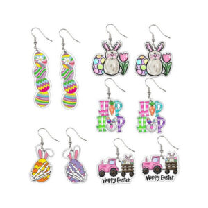 Wholesale Easter Cartoon Cute Bunny Easter Egg Carrot Acrylic Earrings