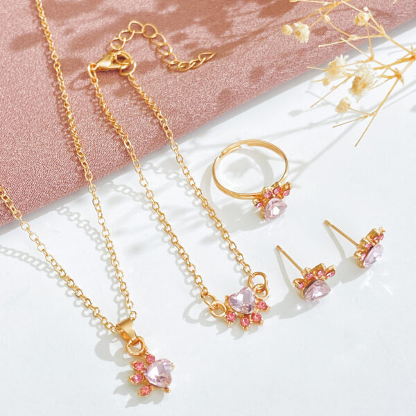 Wholesale Cute Cartoon Cat Claw Alloy Rings Jewelry Set