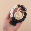 Wholesale MAMA Solid Color Silicone Beaded Wrist Keychain