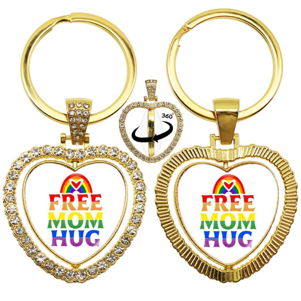 O1CN01YR0MJY1tijuFAlM9U_2212752275936-0-cib Wholesale LGBT Rainbow Rhinestone Heart Shaped 360 Degree Rotating Double Sided Metal Keychain