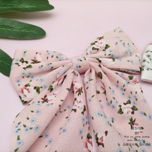 Wholesale Chiffon Floral Bow Ribbon Hair Clips