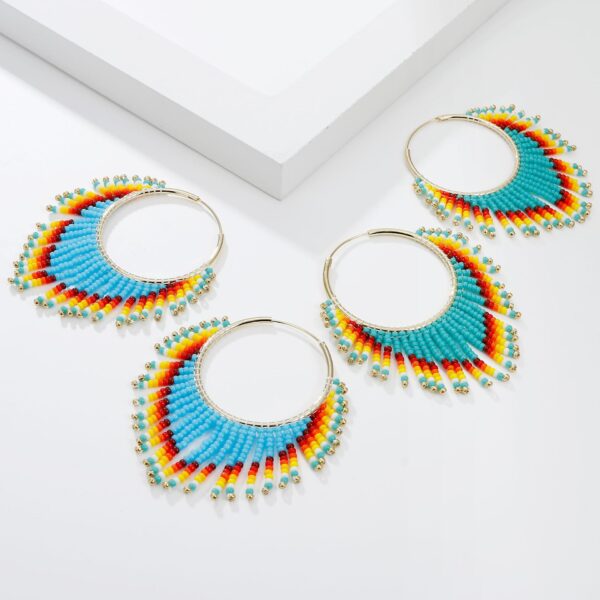 Wholesale Boho Tassel Gradient Bead Earrings OLY-ES-LC004