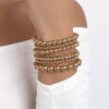 Wholesale Stretch Handmade Beaded CCB Large Small Gold Beads Stack Wearing Bracelet