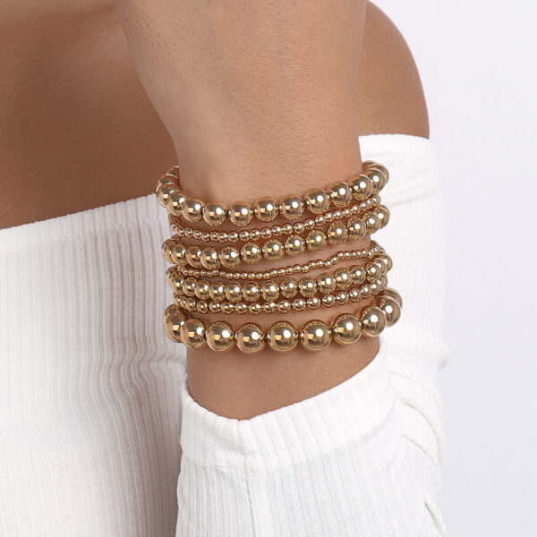 Wholesale Stretch Handmade Beaded CCB Large Small Gold Beads Stack Wearing Bracelet
