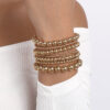 Wholesale Stretch Handmade Beaded CCB Large Small Gold Beads Stack Wearing Bracelet