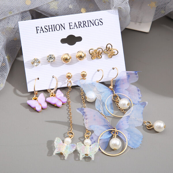 O1CN01YWCCsj29BKlV8qX3D_1007608029-0-cib Wholesale Acrylic Pearl Butterfly Asymmetrical Earrings