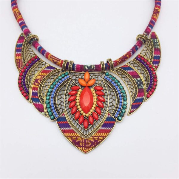 Wholesale Thick and Colorful Necklace Tribal Beaded Alloy Necklace