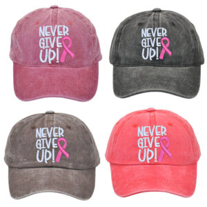 Wholesale Breast Ribbon Embroidery Washed Cotton Baseball Cap