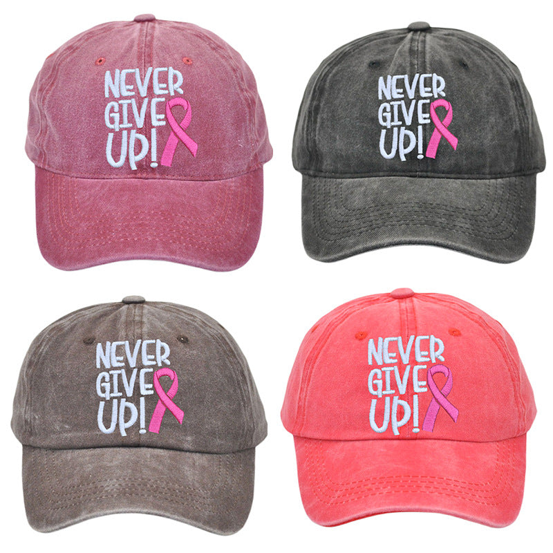 Wholesale Breast Ribbon Embroidery Washed Cotton Baseball Cap