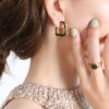Wholesale Retro Geometric Curved Black Gold Plated Earrings