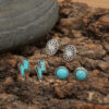 Wholesale Bohemian Turquoise Alloy Earrings Three-Piece Set