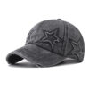 Wholesale Pure Cotton Washed Distressed Personalized Hole Five-pointed Star Baseball Cap
