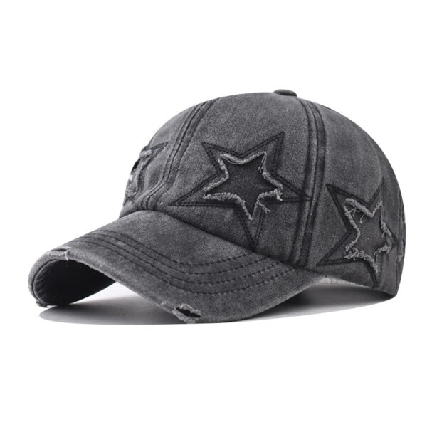 Wholesale Pure Cotton Washed Distressed Personalized Hole Five-pointed Star Baseball Cap