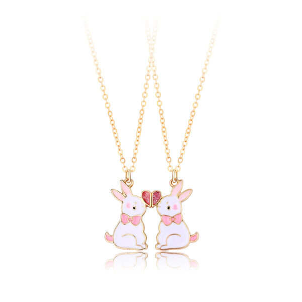 O1CN01YbjP9L1RorvTvtLLO_2204819392159-0-cib Wholesale Easter BFF Good Friend Alloy Dripping Oil Cute Rabbit Magnetic Pendant Necklace