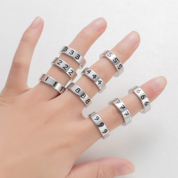 Wholesale Lucky Angel Numbers Stainless Steel Rings