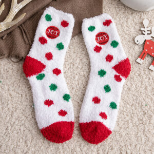 Embroidered Dot English 1 pair / 35-40 (coral velvet floor socks)