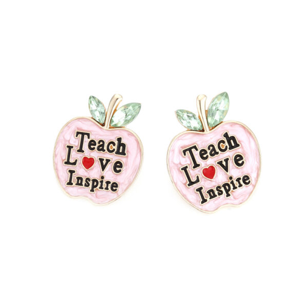 Wholesale Teacher's Day Color Diamond Apple Alloy Earrings