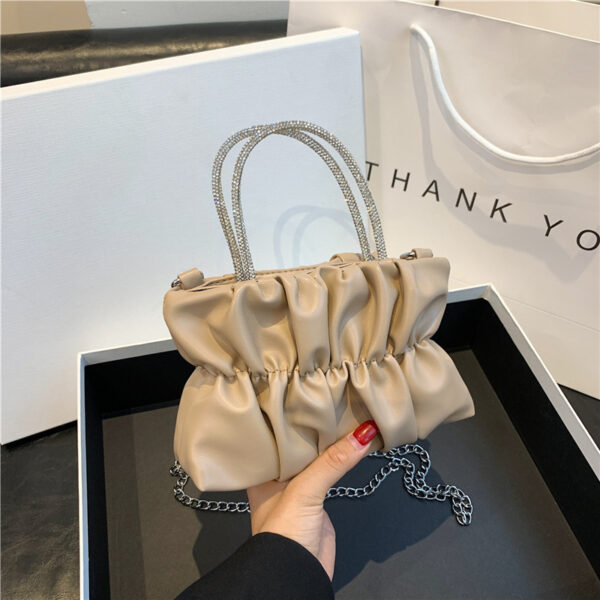 O1CN01Yj4R311i0o9XkcVfI_2213333414351-0-cib Wholesale Rhinestone Candy Color Pleated Shoulder Small Square Bag