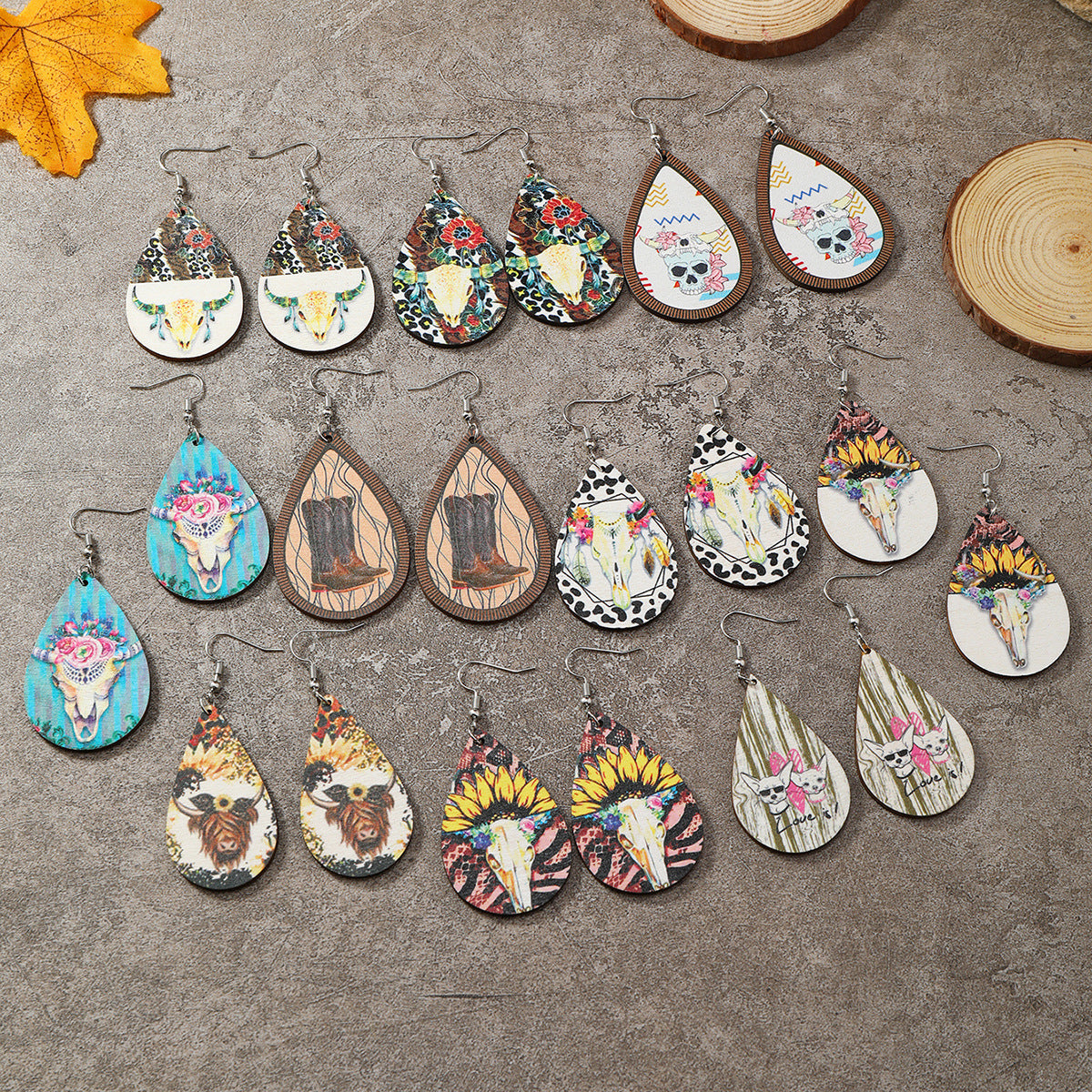 Wholesale op Long Western Style Wooden Earrings