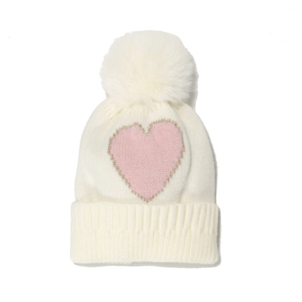 O1CN01YlJ5F71QAjeEon2co_962731936-0-cib Wholesale Autumn and Winter New Red Love Jacquard Knitted Hat Warm Children's Fur Ball Beanie