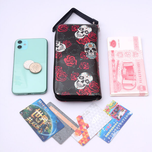 Wholesale PU Colorful Skull Print Long Wallet