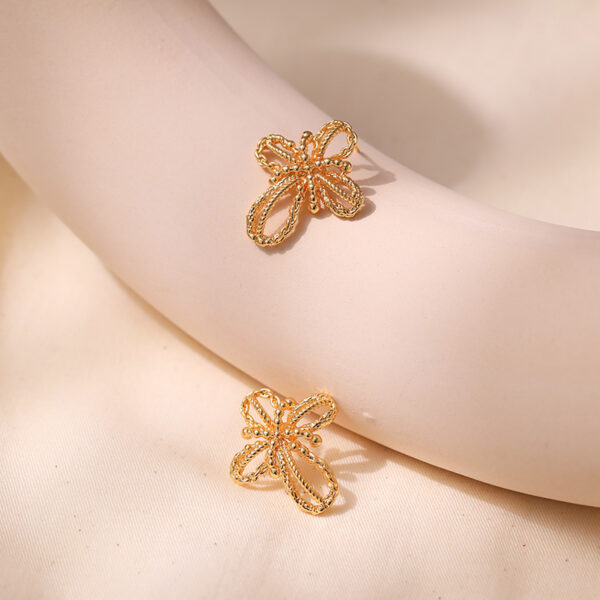 Wholesale S925 Silver Needle Plated 18K Real Gold Braided Earrings